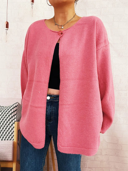 Oversized One Button Drop Shoulder Cardigan One Size Top – Uneeque Designzz