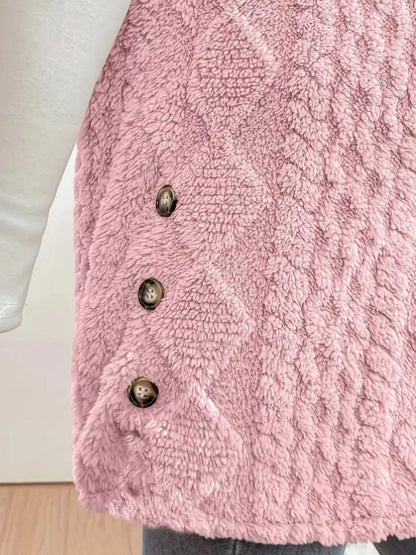 Hooded Button-Up Sherpa Vest Coat – Uneeque Designzz