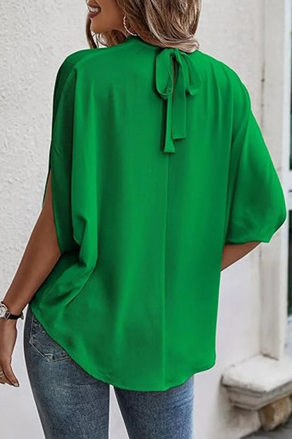 Tie Back Slit Half Sleeve Blouse – Uneeque Designzz