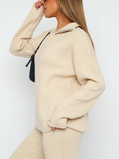 Quarter Zip Long Sleeve Top and Pants Set – Uneeque Designzz