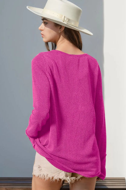 Double Take Full Size Notched Thumbhole Long Sleeve T-Shirt – Uneeque Designzz