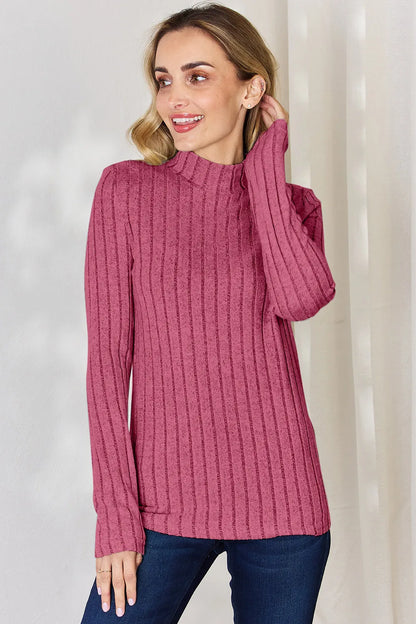 Basic Bae Full Size Ribbed Mock Neck Long Sleeve T-Shirt – Uneeque Designzz