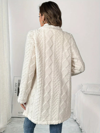 Fleece Double-Breasted Longline Coat – Uneeque Designzz