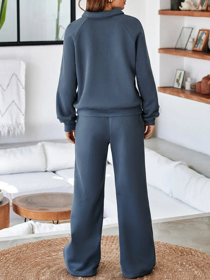 Collared Sweatshirt and High Waist Pants Active Set – Uneeque Designzz