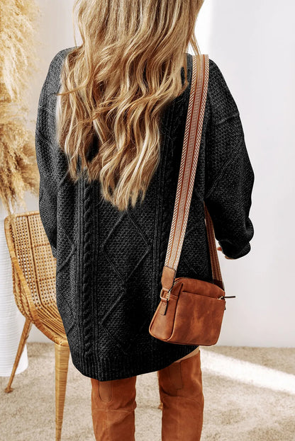 Cable-Knit Round Neck Sweater Dress – Uneeque Designzz