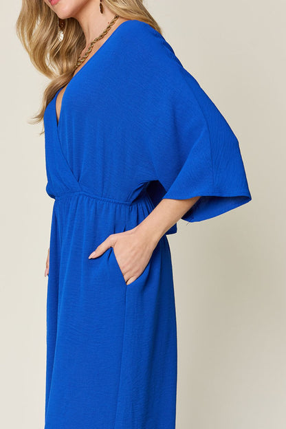 Double Take Full Size Surplice Wide Leg Jumpsuit with Pockets – Uneeque Designzz