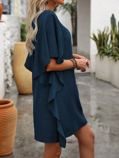 Ruffled Flutter Sleeve V-Neck Mini Dress – Uneeque Designzz