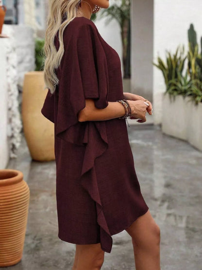 Ruffled Flutter Sleeve V-Neck Mini Dress – Uneeque Designzz