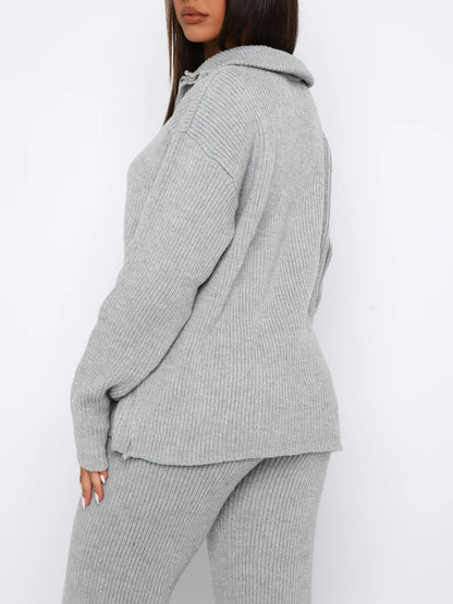 Quarter Zip Long Sleeve Top and Pants Set – Uneeque Designzz