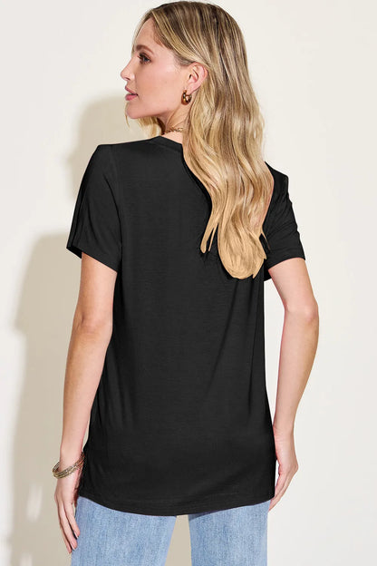 Basic Bae Bamboo Full Size V-Neck High-Low T-Shirt – Uneeque Designzz