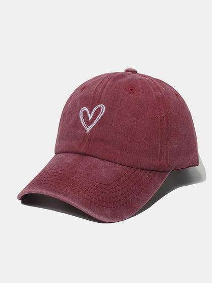 Embroidered Heart Washed Cotton Baseball Cap – Uneeque Designzz