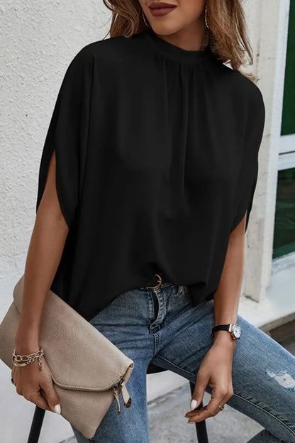 Tie Back Slit Half Sleeve Blouse – Uneeque Designzz