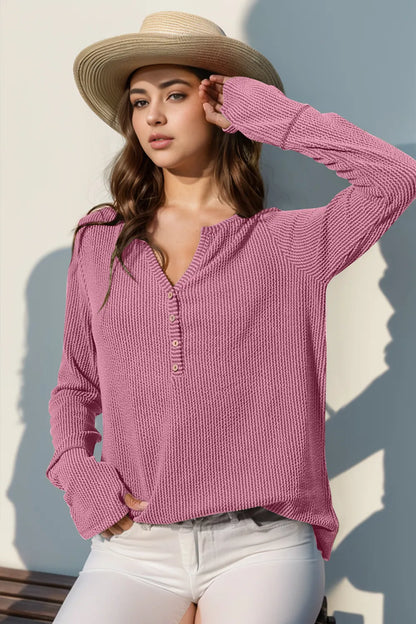Double Take Full Size Notched Thumbhole Long Sleeve T-Shirt – Uneeque Designzz