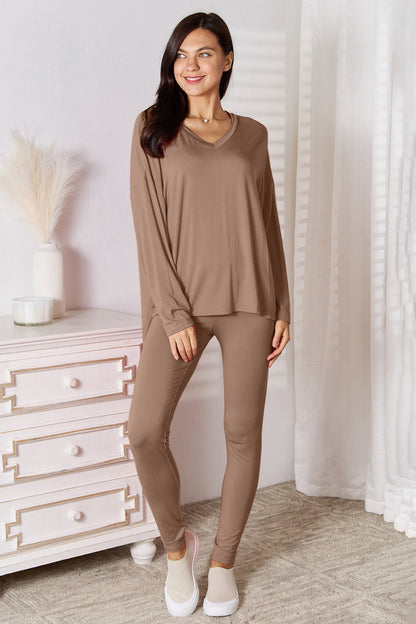 Basic Bae Full Size V-Neck Soft Rayon Long Sleeve Top and Pants Lounge Set – Uneeque Designzz
