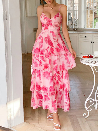 Floral Layered Maxi Cami Dress – Uneeque Designzz