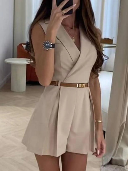 Solid Sleeveless Surplice Romper – Uneeque Designzz
