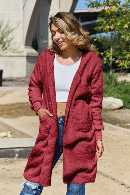 Double Take Full Size Hooded Teddy Bear Jacket with Thumbholes – Uneeque Designzz