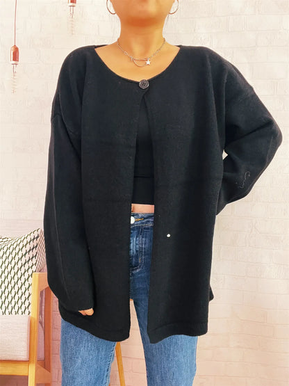 Oversized One Button Drop Shoulder Cardigan One Size Top – Uneeque Designzz