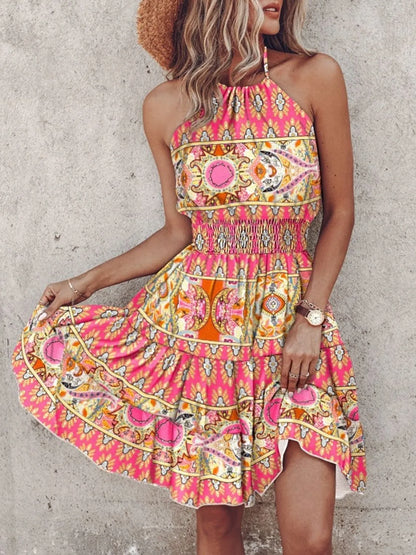 Paisley Print Halter Neck Mini Dress – Uneeque Designzz