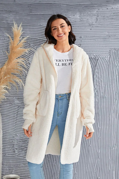 Double Take Full Size Hooded Teddy Bear Jacket with Thumbholes – Uneeque Designzz