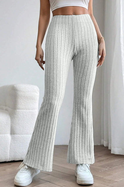 Basic Bae Full Size Ribbed High Waist Flare Pants – Uneeque Designzz