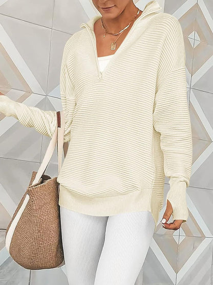 Half Zip Long Sleeve Knit Top – Uneeque Designzz