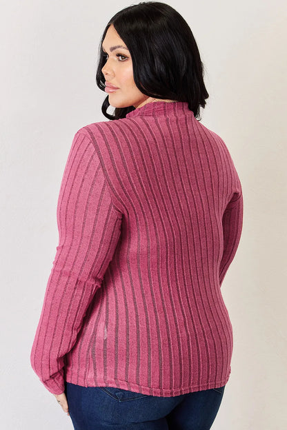 Basic Bae Full Size Ribbed Mock Neck Long Sleeve T-Shirt – Uneeque Designzz