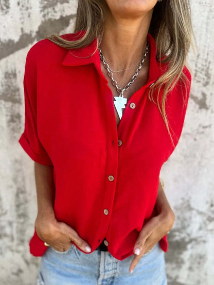 Full Size Collared Neck Half Sleeve Shirt Plus Size – Uneeque Designzz