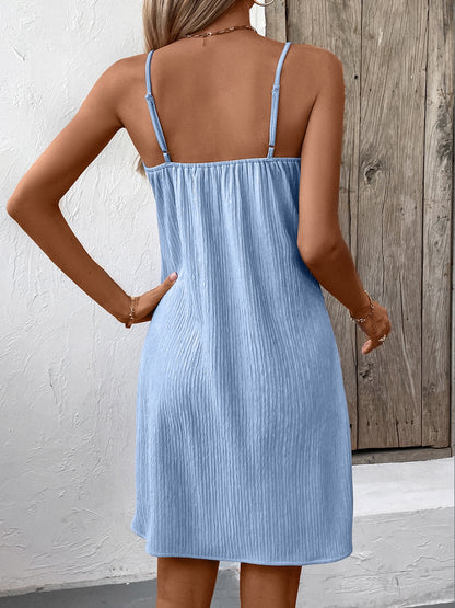 Ivy Lane Textured V-Neck Sleeveless Mini Cami Dress – Uneeque Designzz