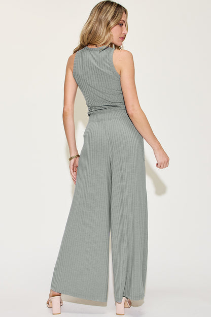 Basic Bae Full Size Ribbed Tank and Wide Leg Pants Set – Uneeque Designzz
