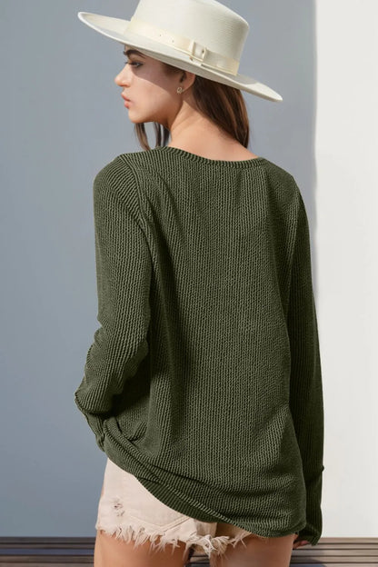 Double Take Full Size Notched Thumbhole Long Sleeve T-Shirt – Uneeque Designzz