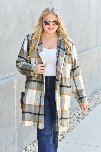 Double Take Full Size Plaid Button-Up Lapel Collar Coat – Uneeque Designzz