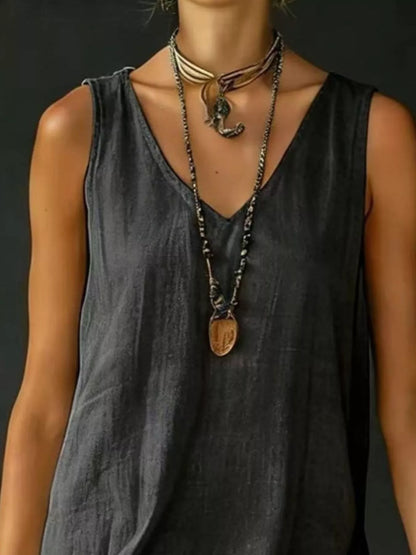 Plus Size Tiered Ruffled Hem V-Neck Sleeveless Dress Polyester – Uneeque Designzz