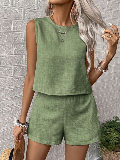Round Neck Sleeveless Top and Shorts Set – Uneeque Designzz