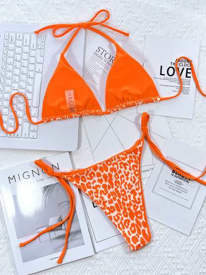 Leopard Print Halter Neck Tie Side Bikini Set – Uneeque Designzz