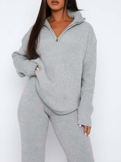 Quarter Zip Long Sleeve Top and Pants Set – Uneeque Designzz