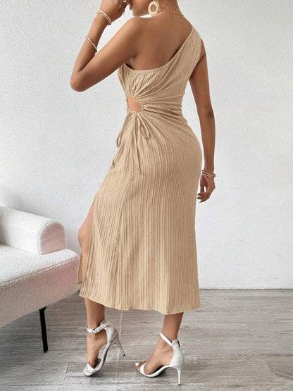 Side Slit Cutout Single Shoulder Dress – Uneeque Designzz