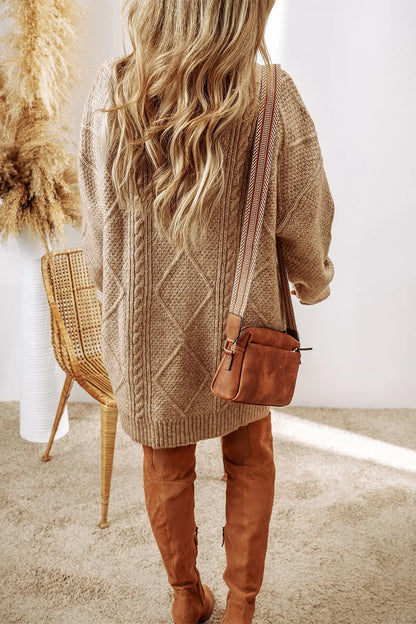 Cable-Knit Round Neck Sweater Dress – Uneeque Designzz