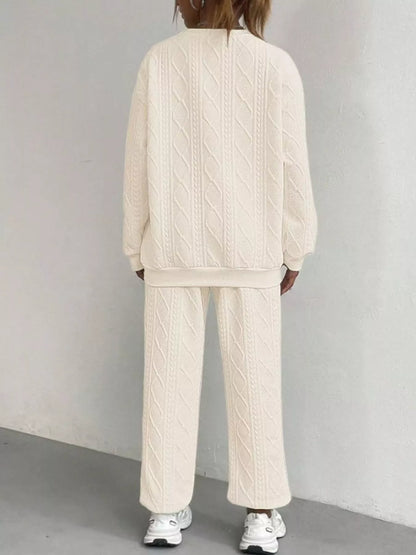Texture Round Neck Top and Pants Set – Uneeque Designzz