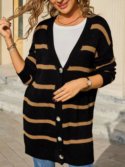 Striped Button-Down Knit Cardigan – Uneeque Designzz