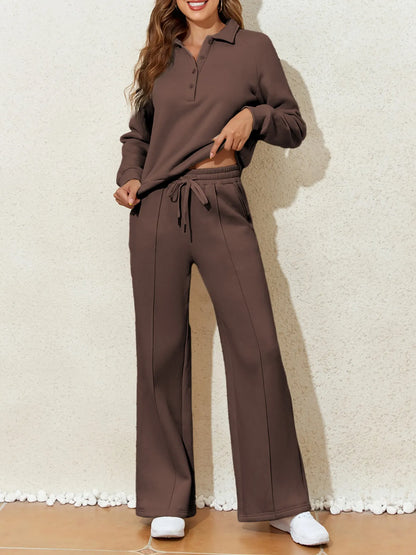 Collared Sweatshirt and High Waist Pants Active Set – Uneeque Designzz