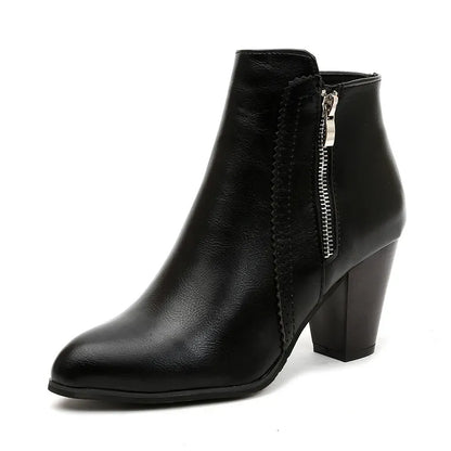 PU Leather Block Heel Boots – Uneeque Designzz