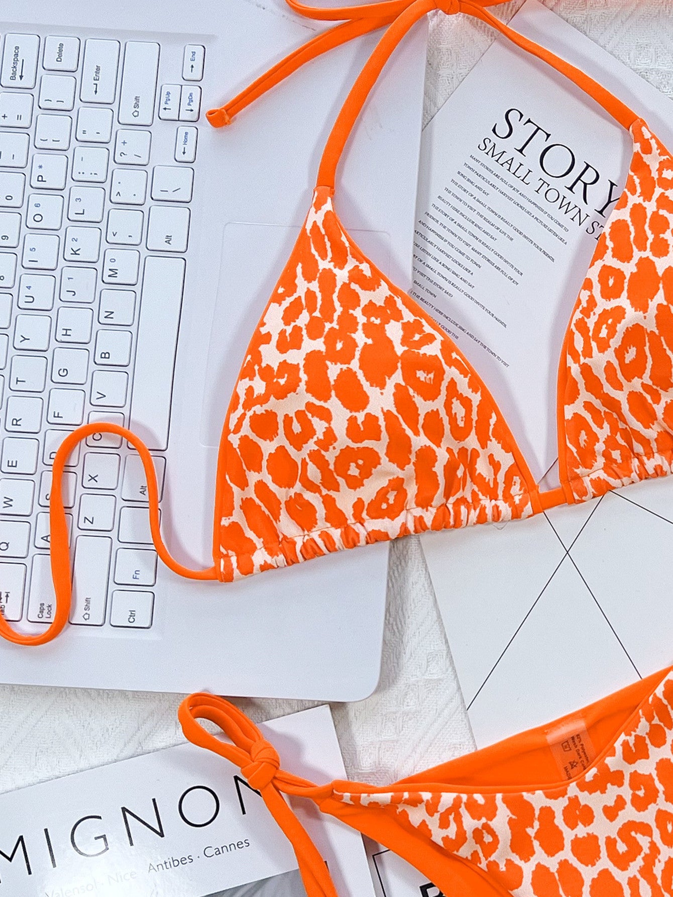 Leopard Print Halter Neck Tie Side Bikini Set by Trendsi