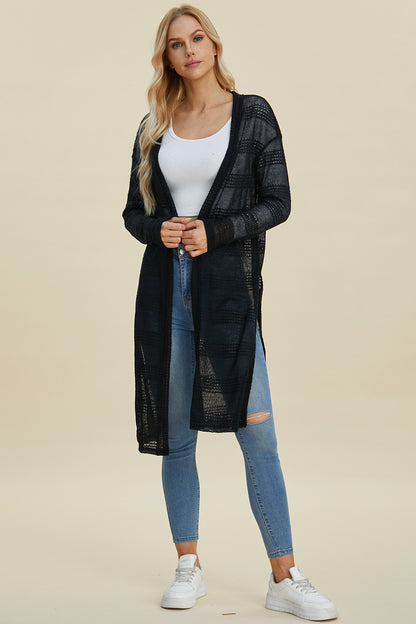 Double Take Full Size Open-Front Longline Cardigan – Uneeque Designzz