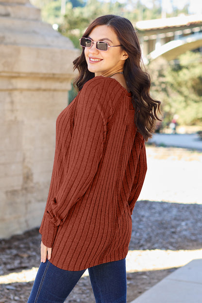 Basic Bae Full Size Ribbed Round Neck Long Sleeve Knit Top – Uneeque Designzz