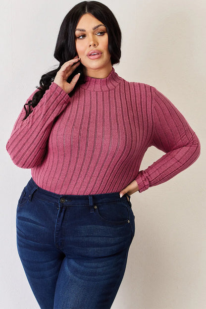 Basic Bae Full Size Ribbed Mock Neck Long Sleeve T-Shirt – Uneeque Designzz