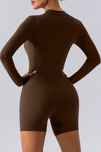 Half Zip Long Sleeve Active Romper – Uneeque Designzz