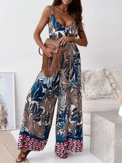 Paisley Spaghetti Strap Wide Leg Jumpsuit – Uneeque Designzz