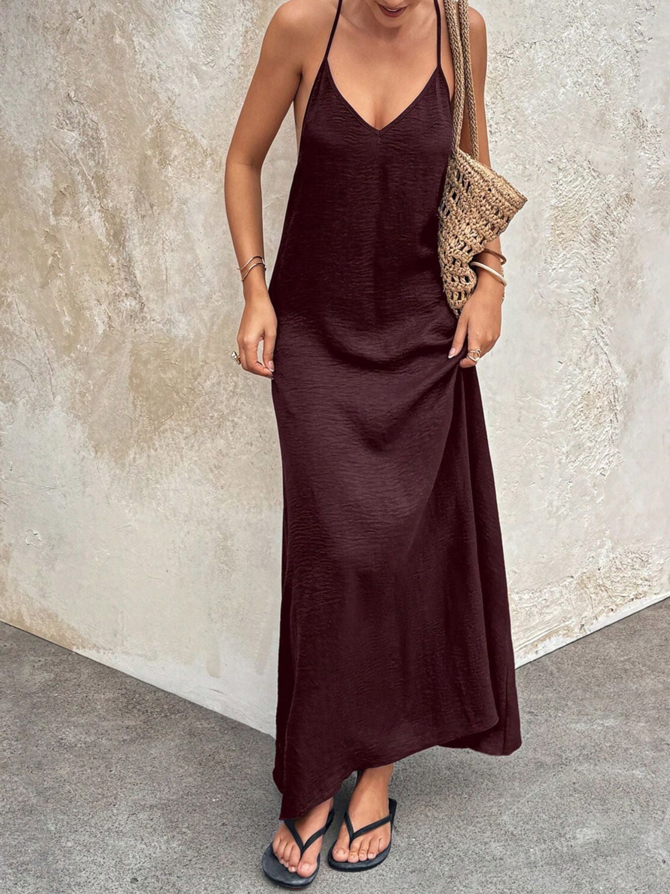 V-Neck Maxi Cami Dress by Trendsi