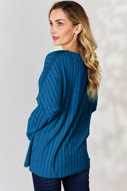 Basic Bae Full Size Ribbed Half Button Long Sleeve T-Shirt – Uneeque Designzz